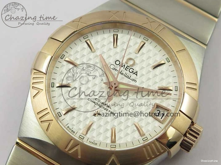 0208 Stylish Constellation 38mm SS RG VSF 1:1 Best Edition WhiteTextured Dial on SS RG Bracelet A8500 Super Clone 7921